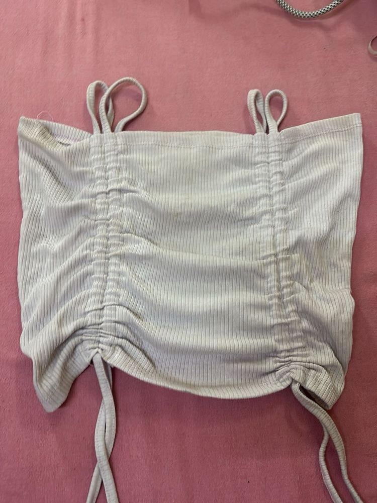 White Ruched Cami Top