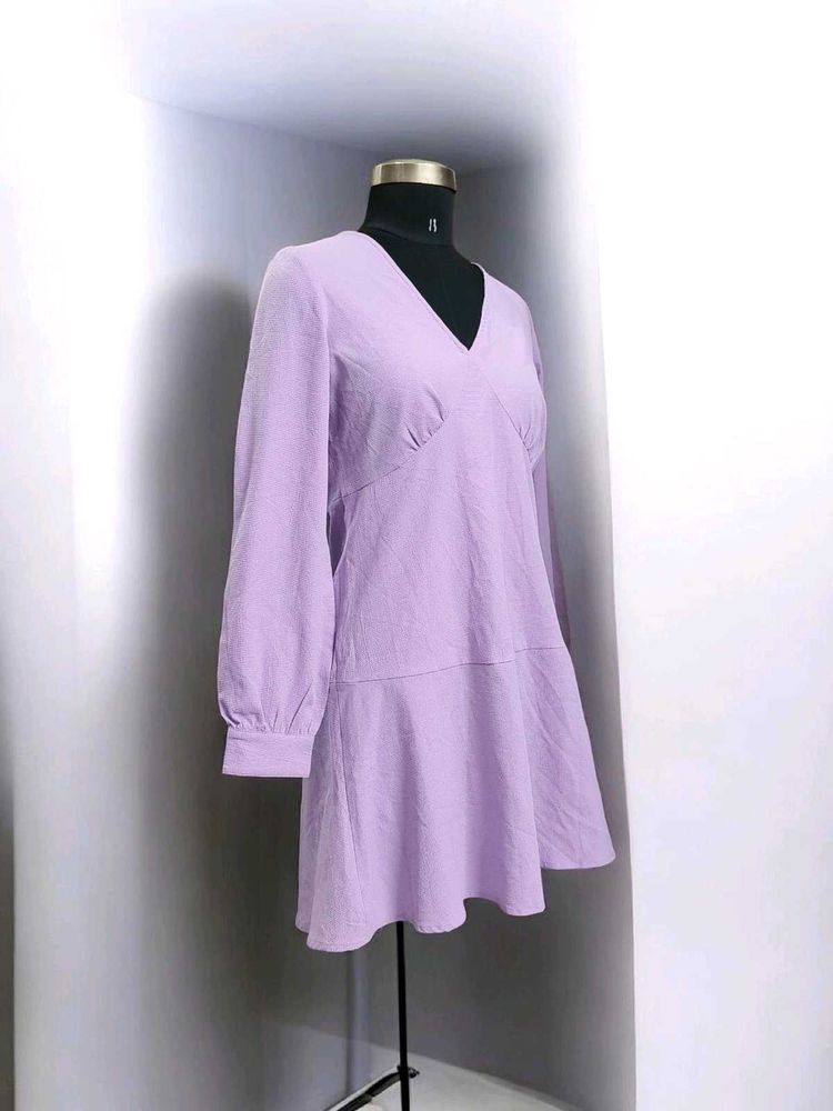 Lavender V-Neck Mini Dress