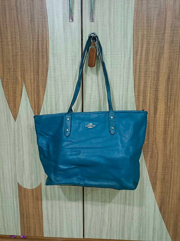 Teal Coach Tote Bag
