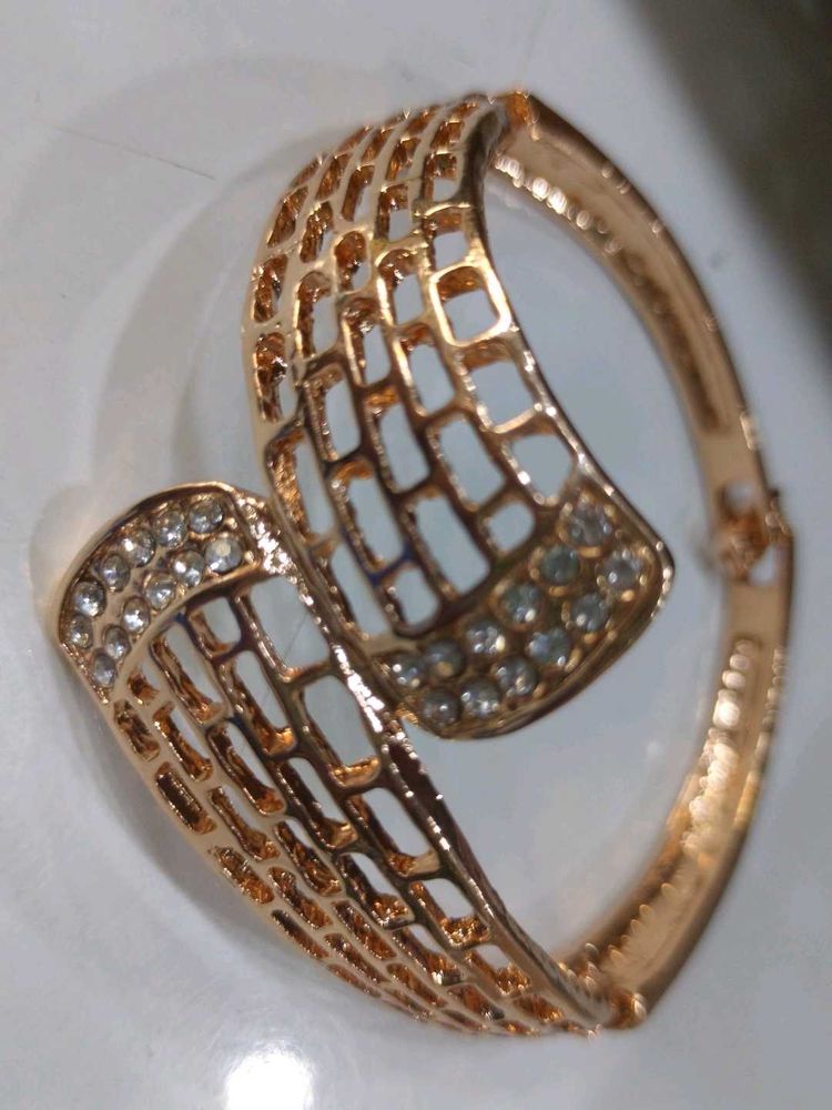 Gold Tone Rhinestone Cuff Bracelet