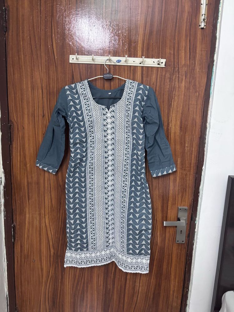 Grey Printed Kurta