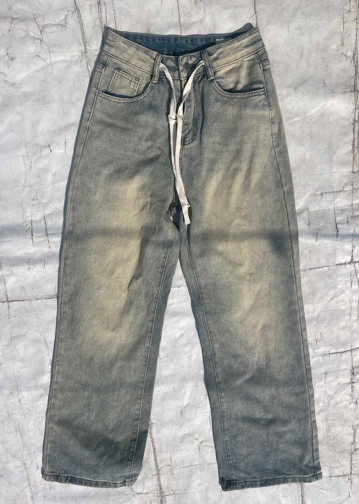 Washed Denim Jeans with Drawstring (UNISEX)