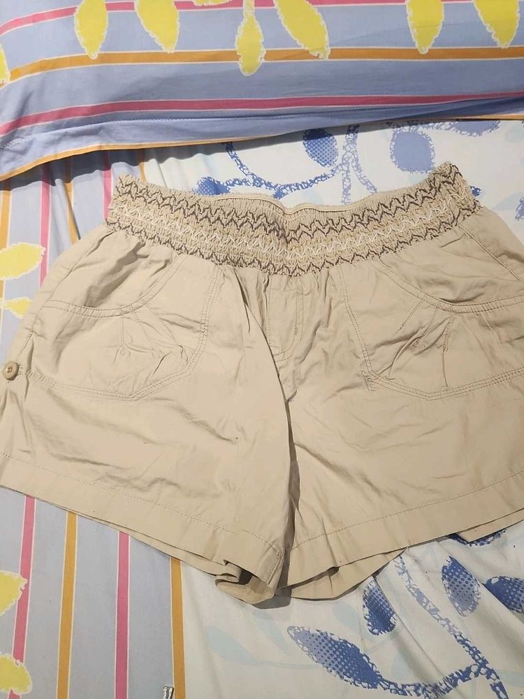 Cute Beige Shorts- 100% Cotton