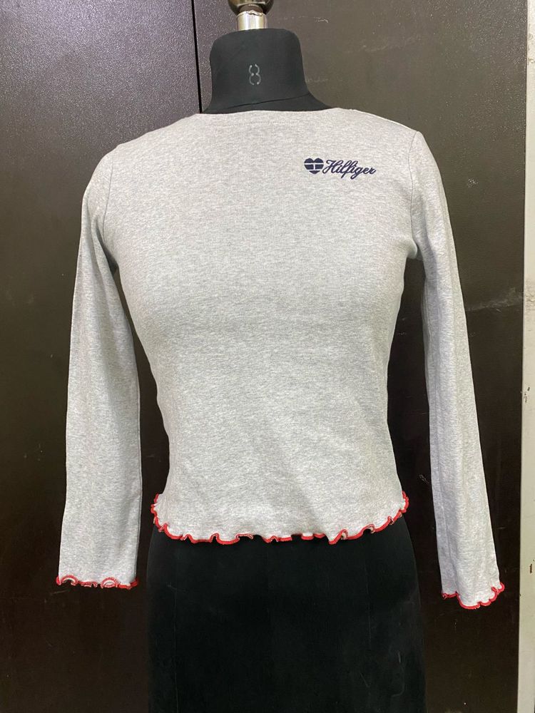 Tommy Hilfiger Ribbed Long Sleeve Crop Top