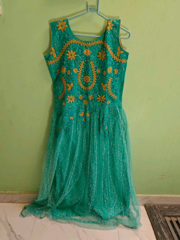 Beautiful Teal Embroidered Gown