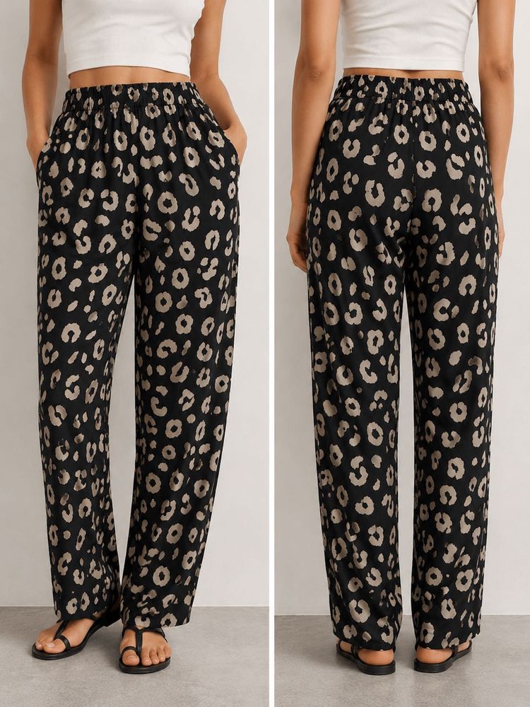 Leopard Print Wide Leg Pants