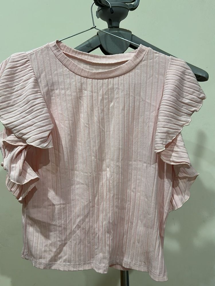 Pretty Pink Ruffled Sleeve Top