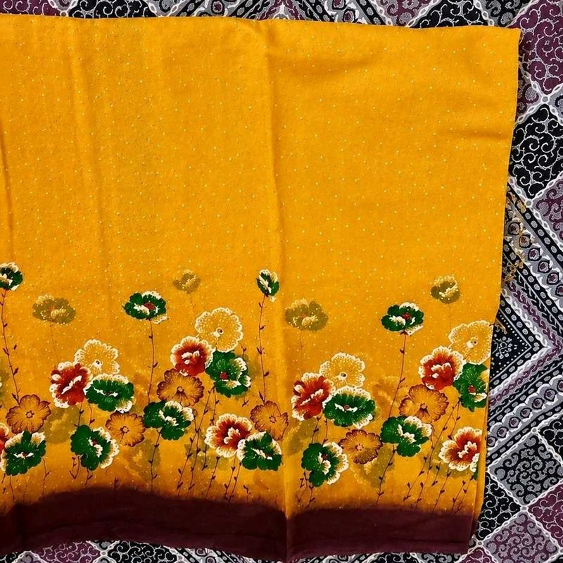 🌻vibrant GOLD dress material