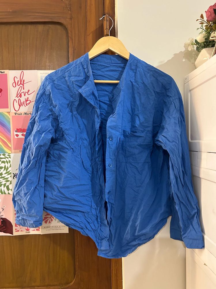 Blue Collared Long Sleeve Shirt