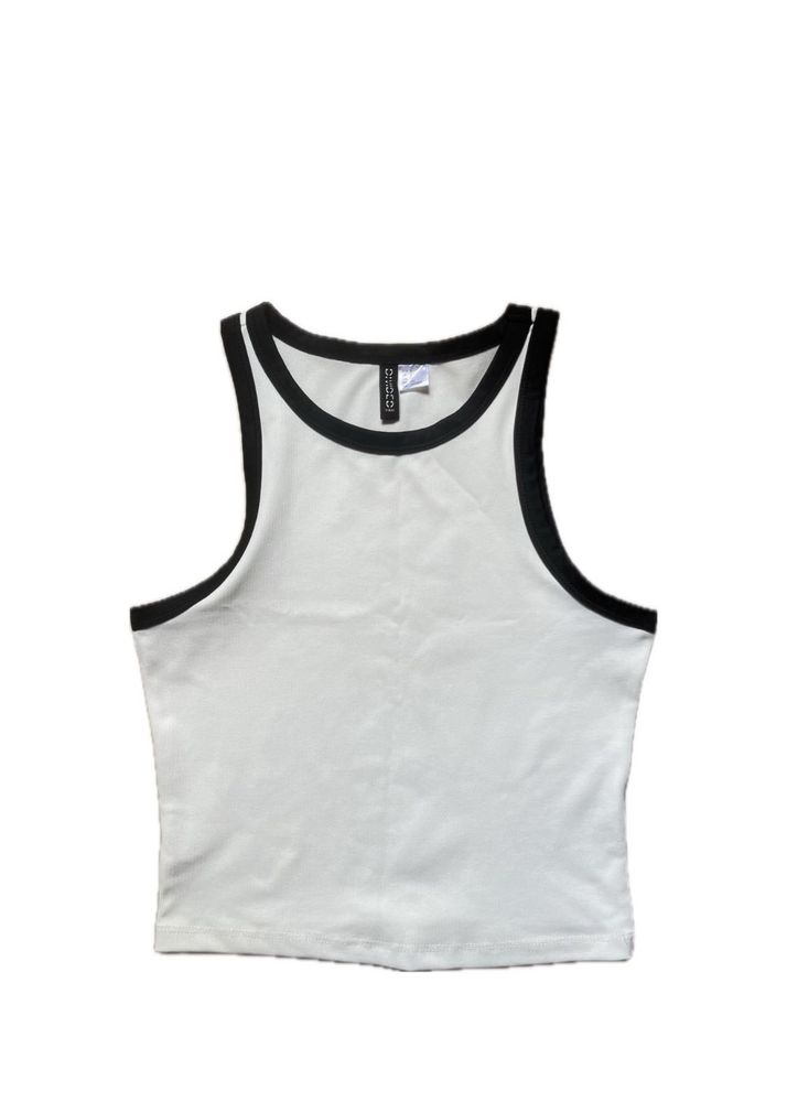 h&amp;m White Ribbed Tank Top