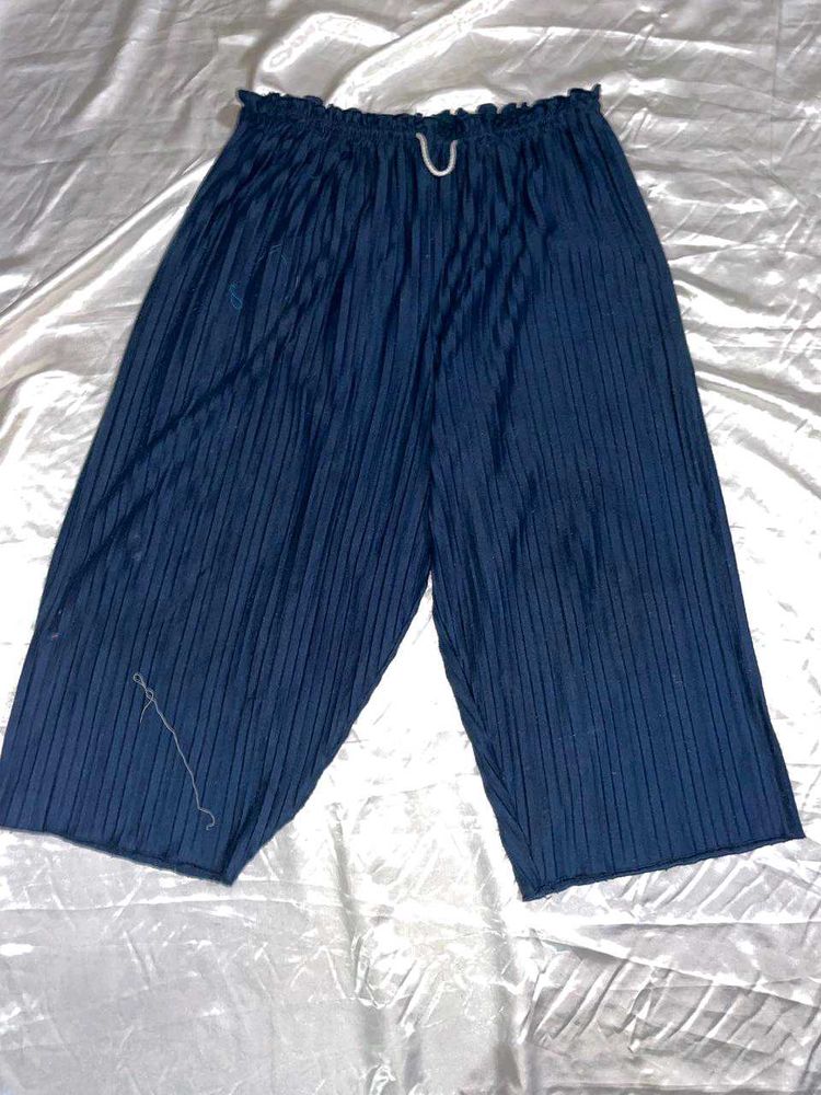 Navy Blue Pleated Palazzo Pants