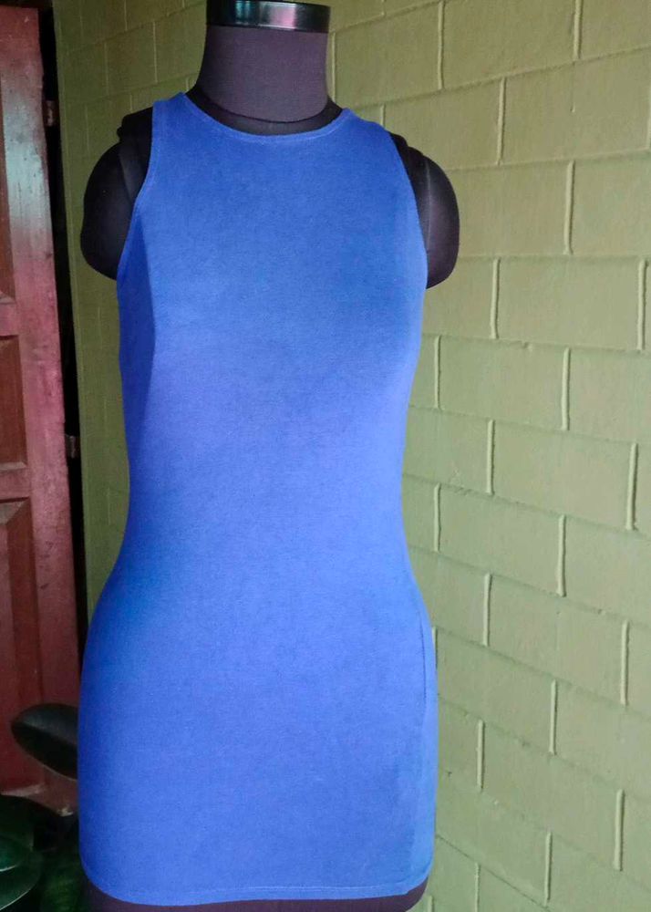 H&amp;M Blue Fitted Tank Dress/Camisoles