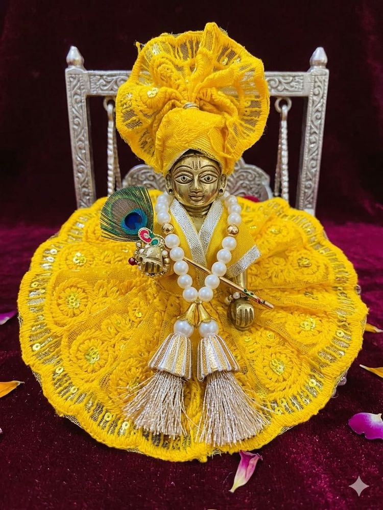 HandcraftedHeavyPearl&amp;StoneWork LadduGopal Poshak