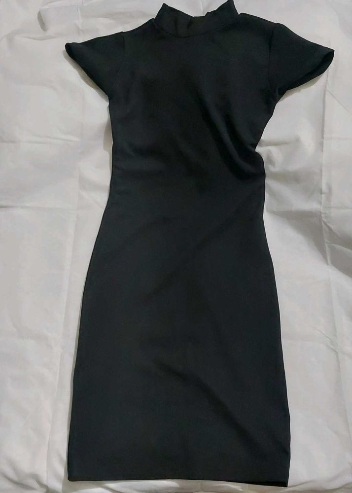 Classic Black Mock Neck Dress