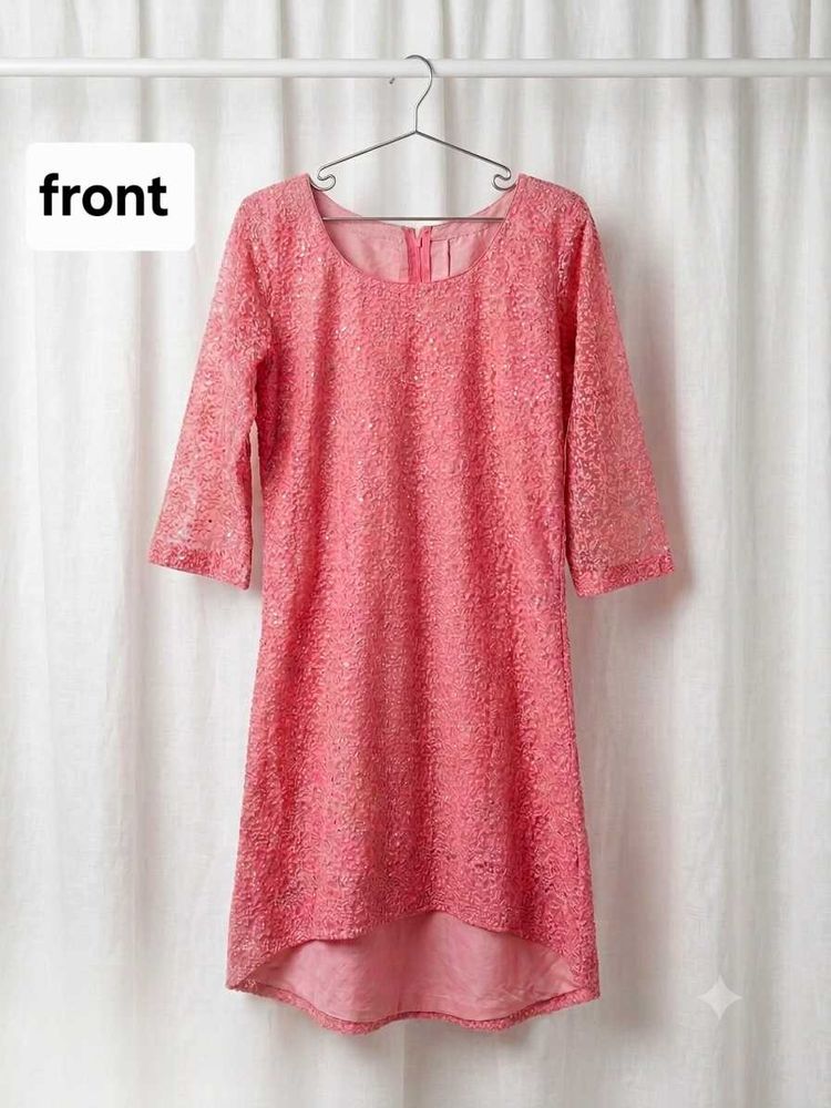 Elegant Pink Lace Dress