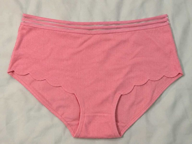 Cute  Salmon Pink Scalloped Briefs