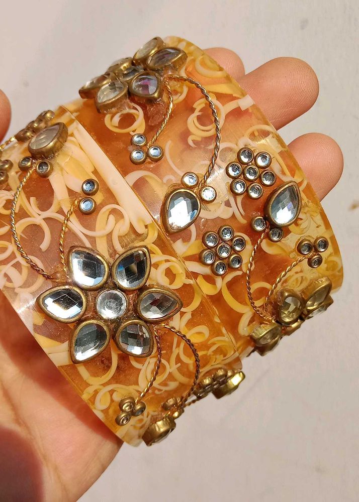 Exquisite Floral Embellished Bangles
