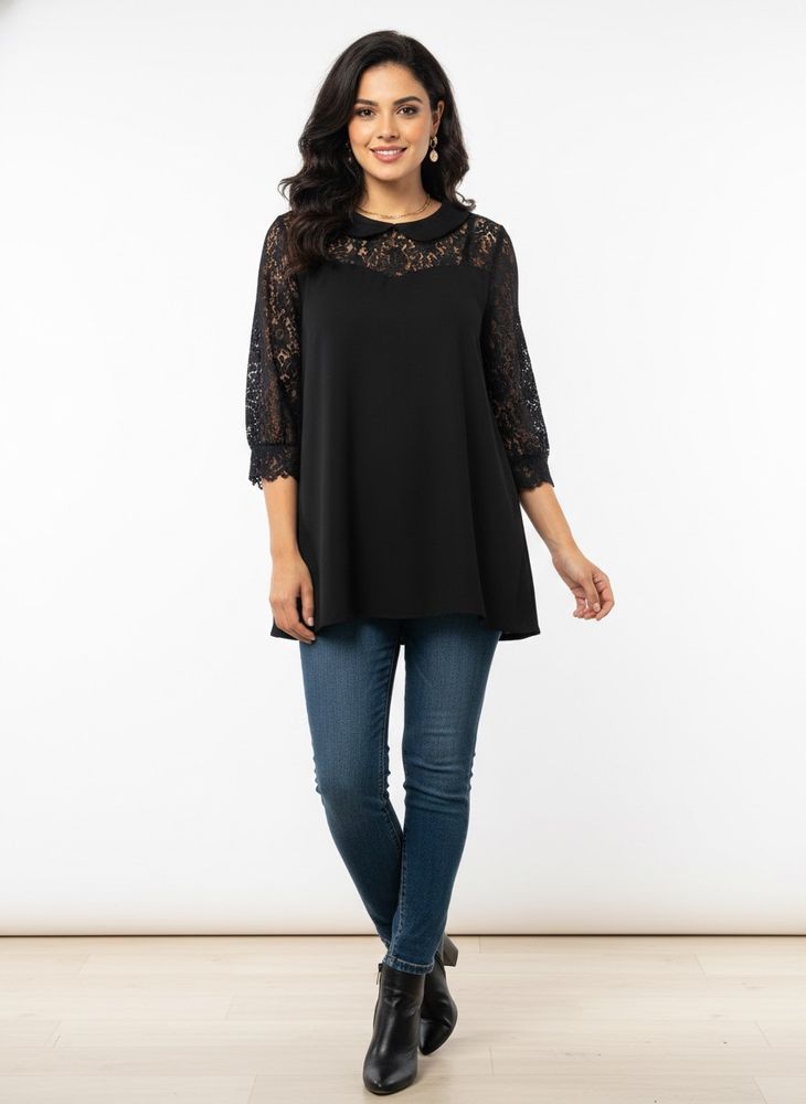 Elegant Black Lace Detail Top
