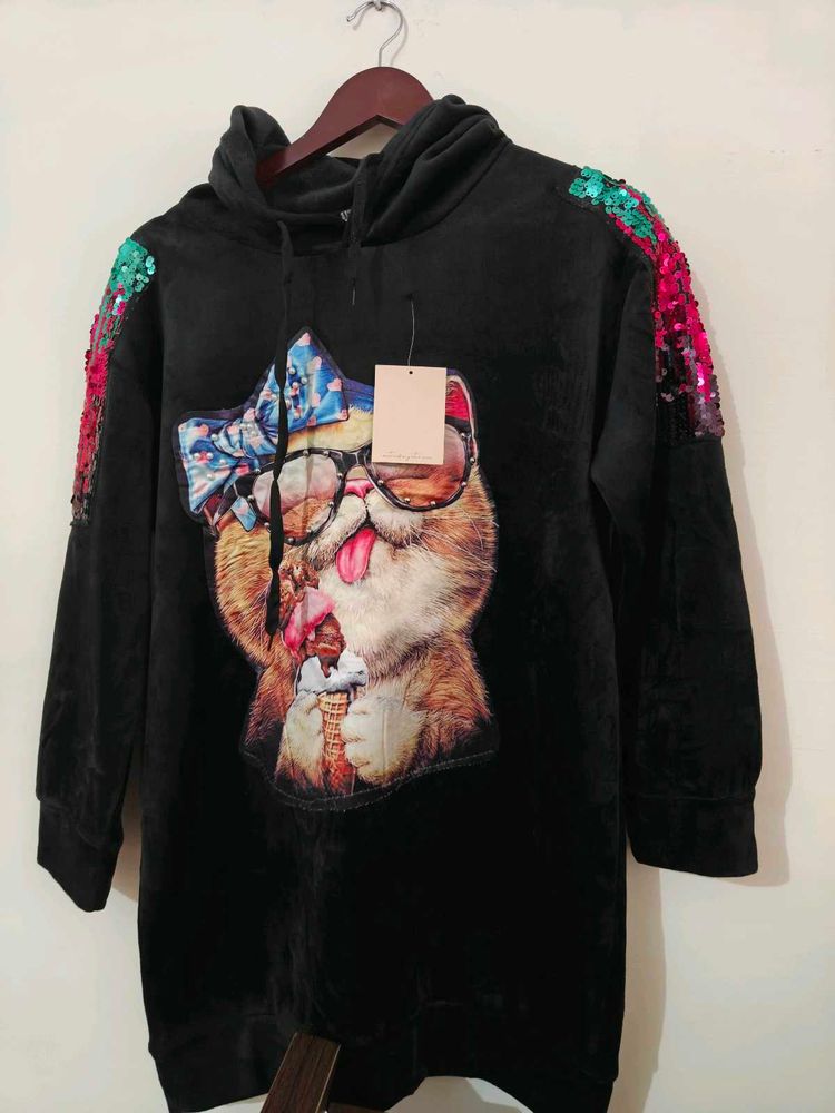 New Imported Cute Cat Hoodie Dress