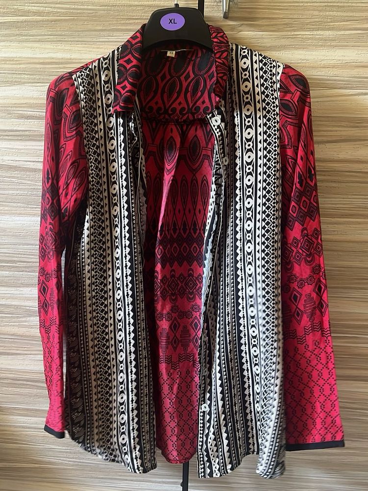 Boho Print Button-Up Shirt Global Desi