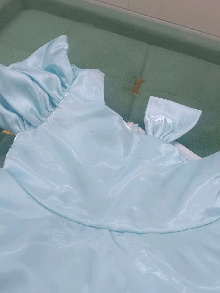 Chic Light Blue Satin Dress