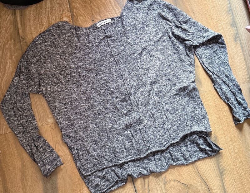 Grey Marled Long Sleeve Top