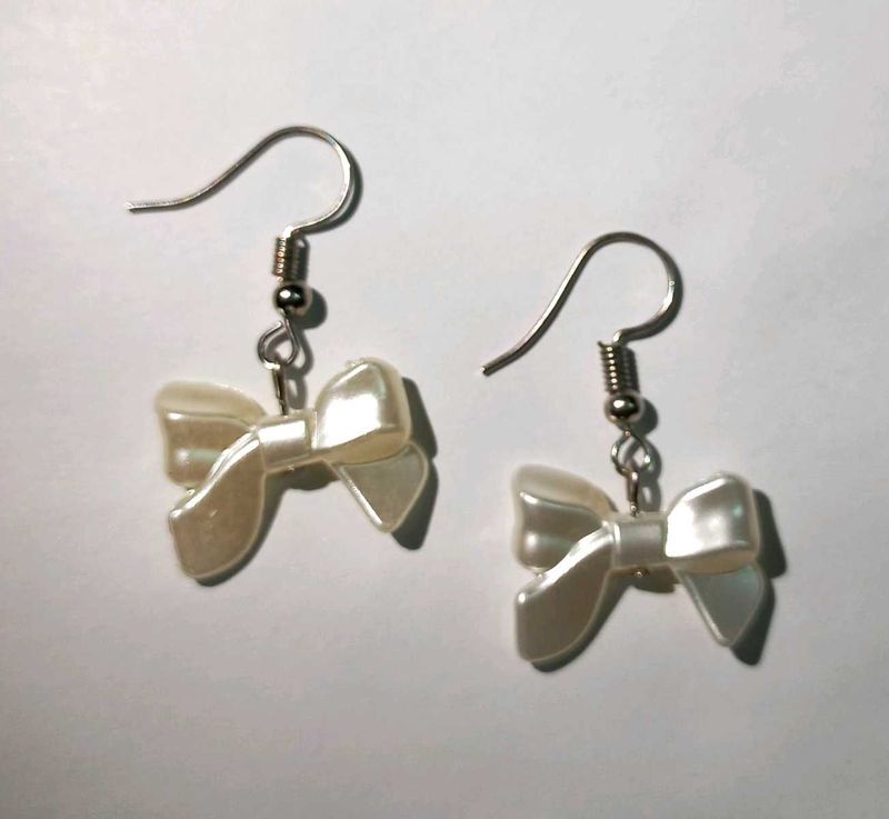 Handmade Pearl Bow Earrings