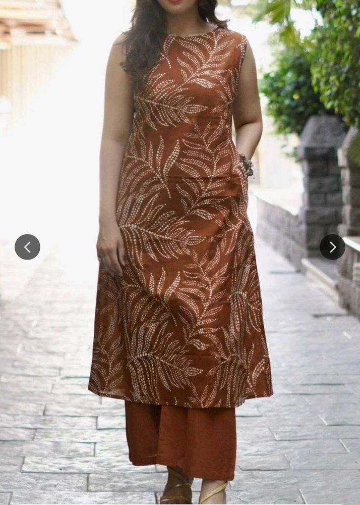 KALINI women brown viscose reyon kurta set