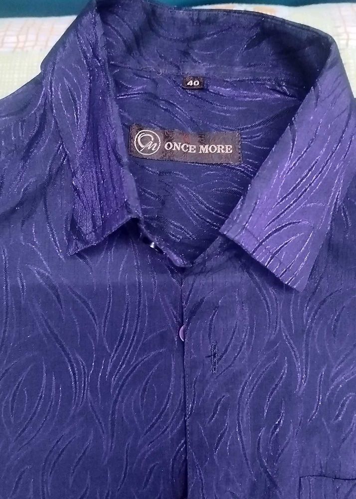 Elegant Dark Blue Party Wear Shirt