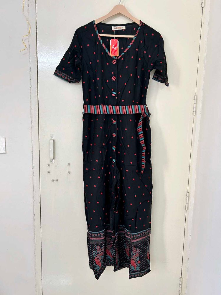 Women Stylish Black Polka Dot Jumpsuit