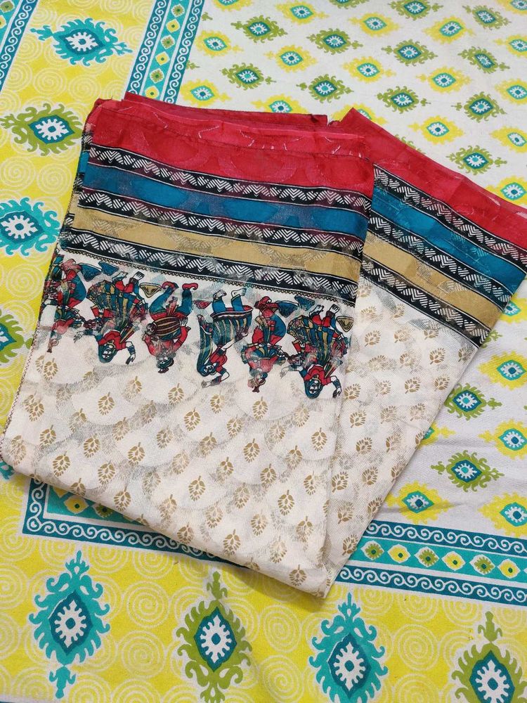 Cotton Tissue Saree Barat Work