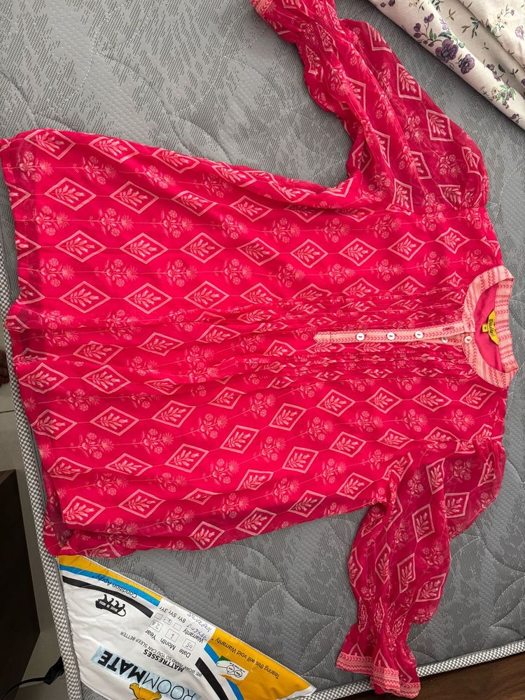 global desi -Vibrant Pink Printed Top