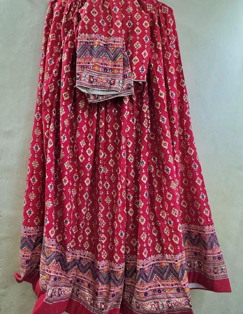 Vibrant Red Embroidered Lehenga Choli Set