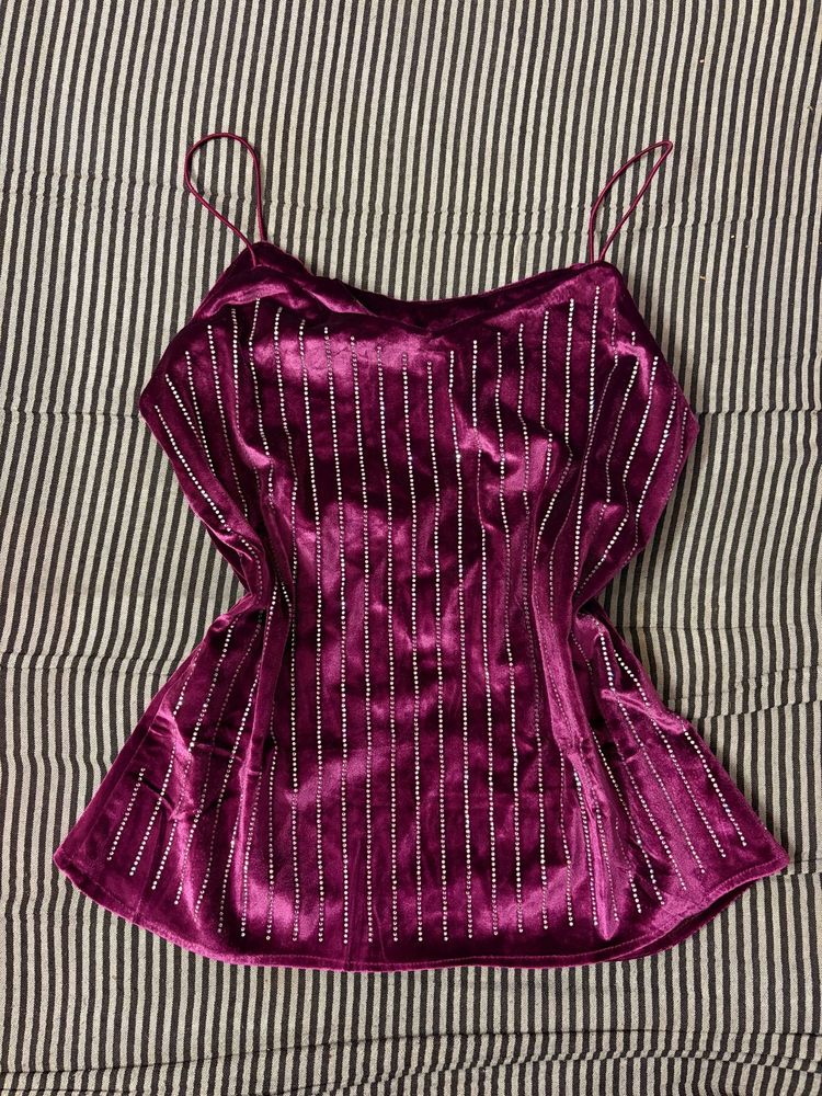 Velvet Sequin Camisole Top