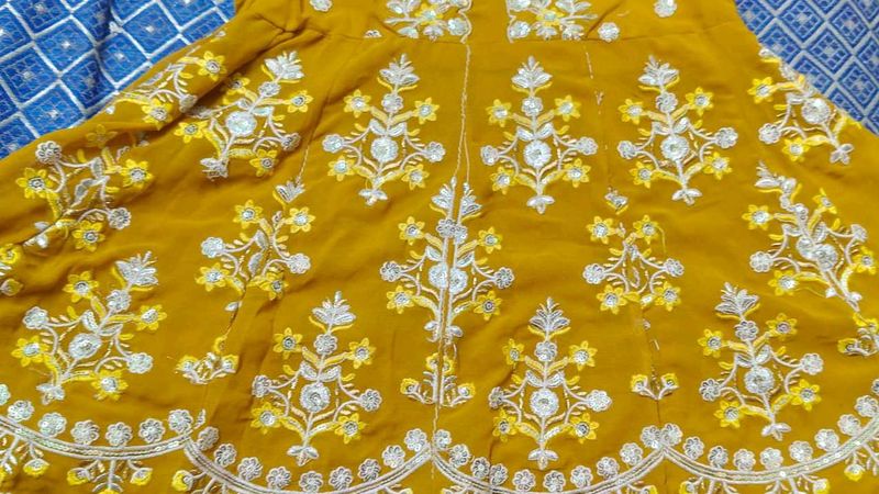 Yellow Embroidered frock sharara