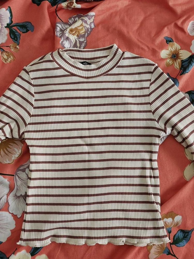 Striped Mock Neck Top