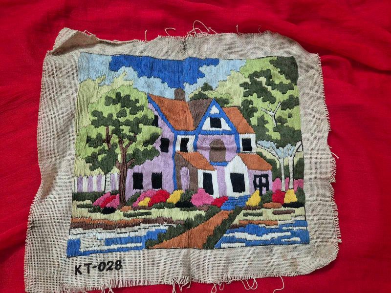 Vintage Landscape Embroidery Art