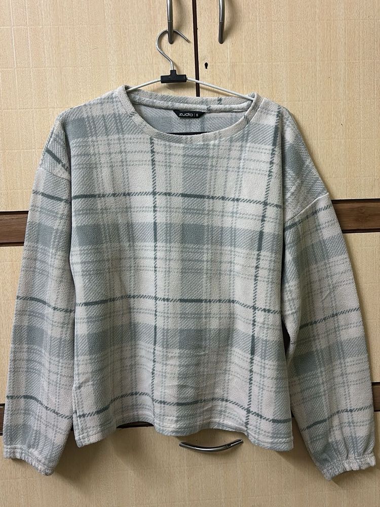 warm Checked Long Sleeve Top