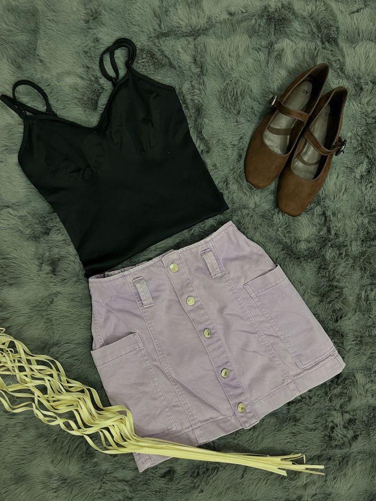 Purple Denim Skirt