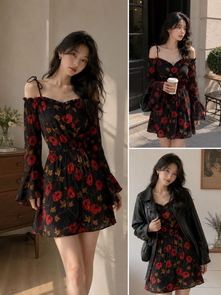 Floral Off-Shoulder Mini Dress