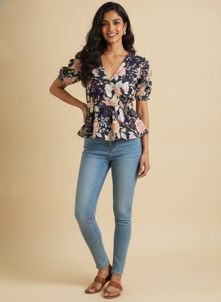 Floral Print Peplum Top
