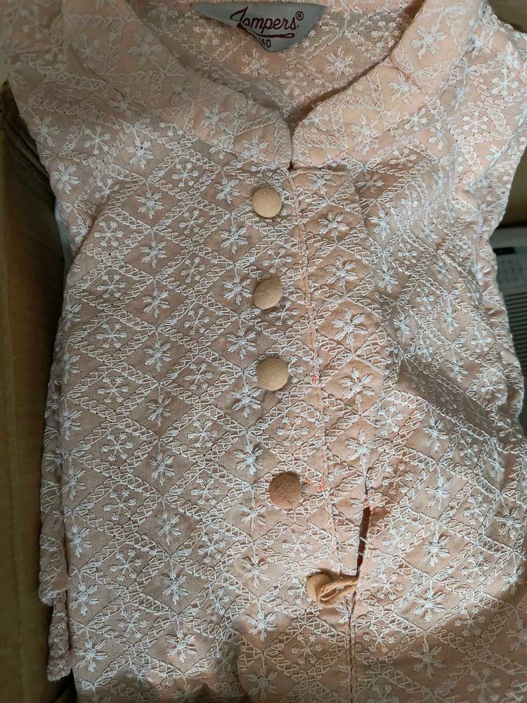 Embroidered Button-Down Top