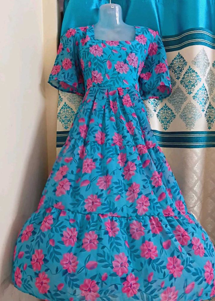 Blue Floral Maxi Gown