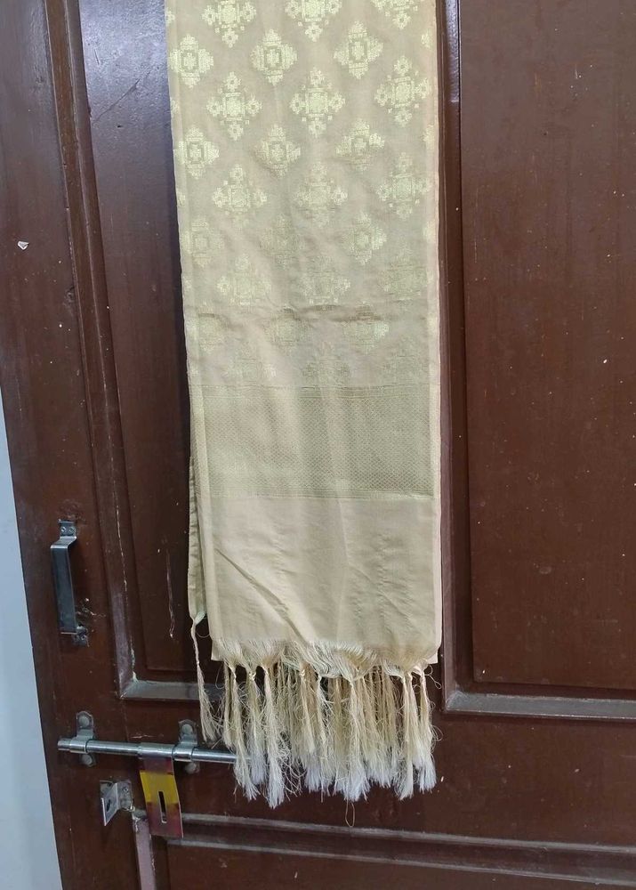 Beige With Golden Embroidered Dupatta