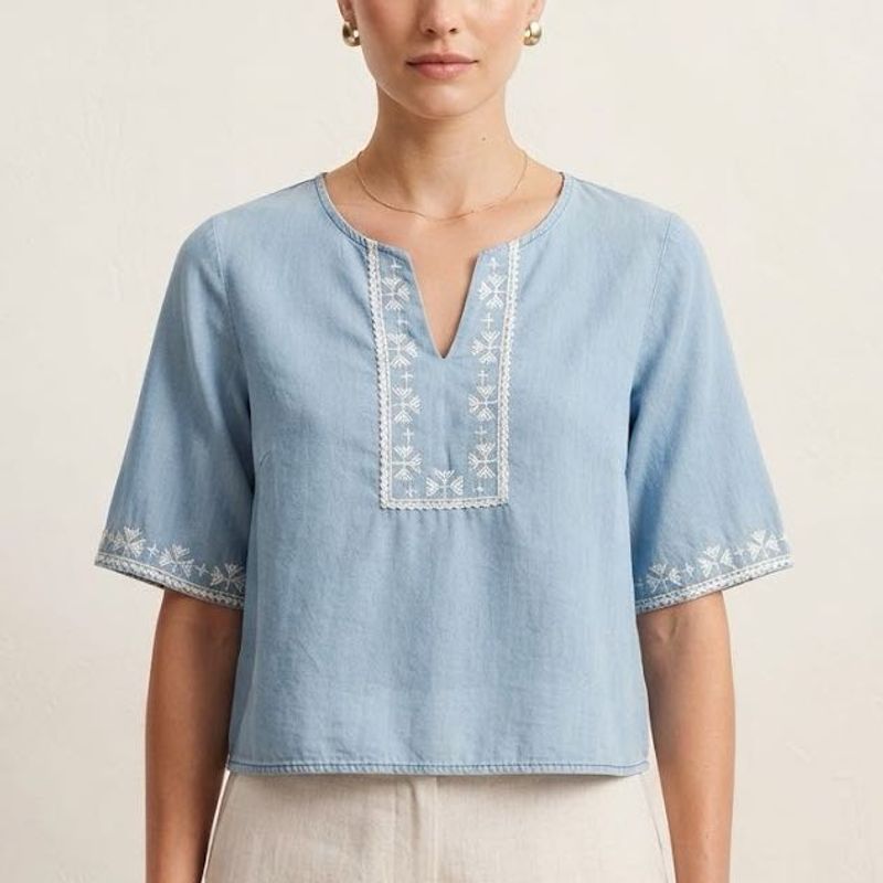 Boho Embroidered Tunic Top