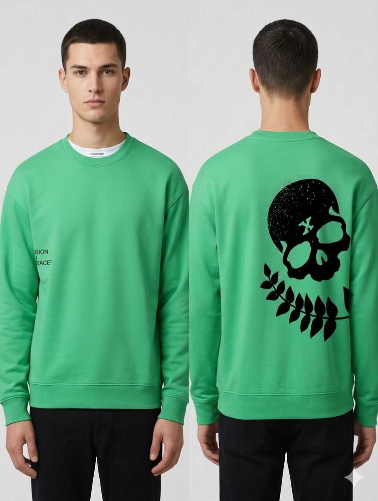 Men's Green Skull Graphic Sweatshirt