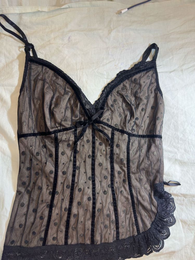 Sheer Black Lace Camisole Top