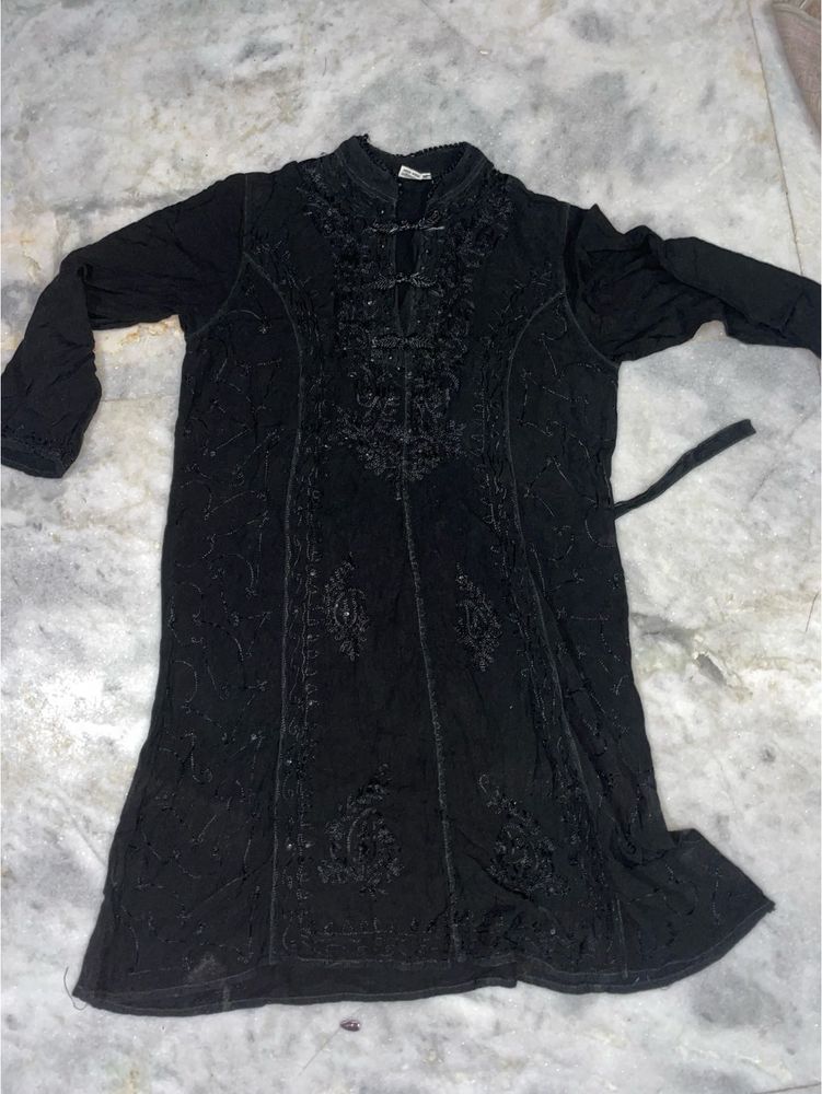 Black Embroidered Kurta suit set designer