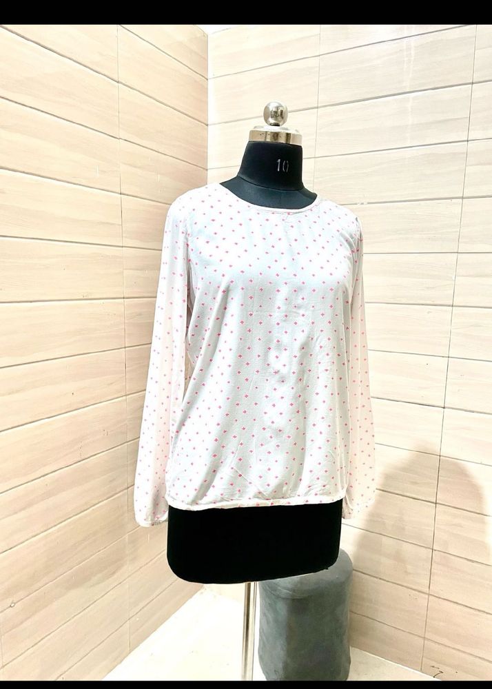 Tom tailor White &amp; Pink Print Top