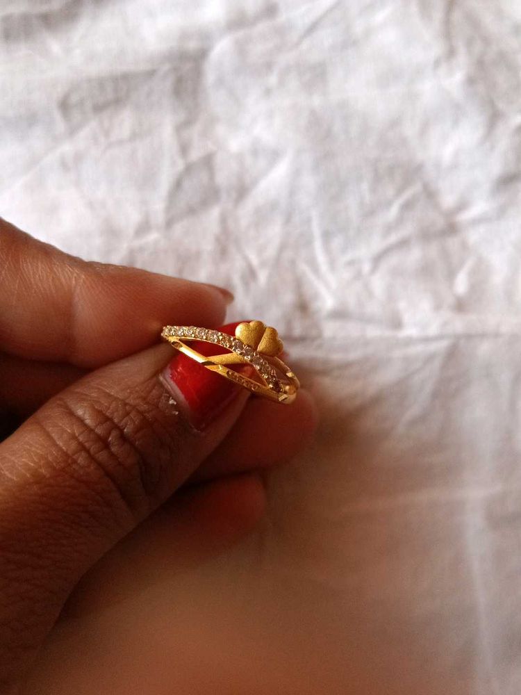 Elegant Gold colour artificial Ring with Heart Des